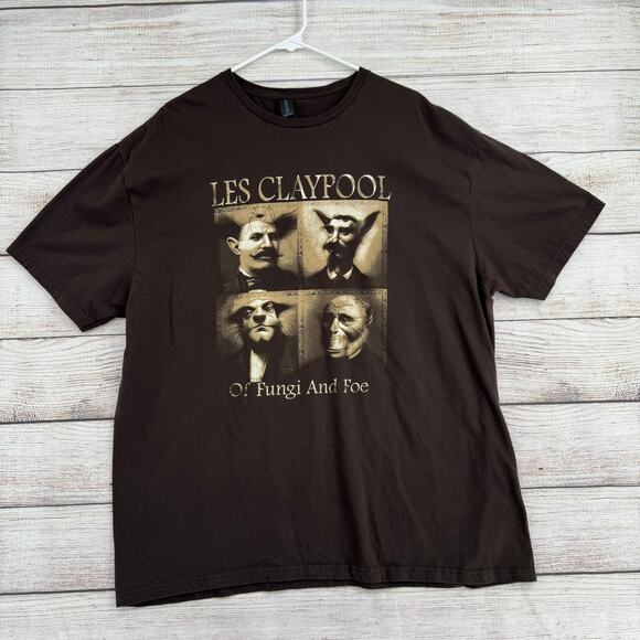 Les Claypool Of Fungi and Foe 2009 Tour T-Shirt Adult 2XL Brown - Picture 1 of 7